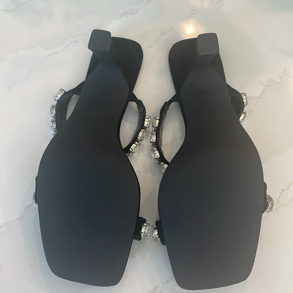 Steve Madden Black Rhinestone Sandals Size 7 - Picture 6 of 8